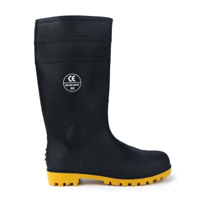 China Cushioning Non-slip Wear-resistant Construction Toe Safety PVC Waterproof Steel Rain Boots for sale