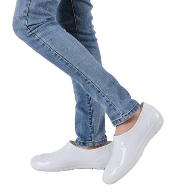 China Cushioning Safety Food Industry White Ankle High Heel Waterproof PVC Rain Boots For Work for sale