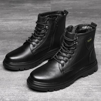 China Hot Sale Fashionable Black Comfortable Anti-skid Cowhide Waterproof Martin Boots Men's Business Casual Leather Wholesale for sale