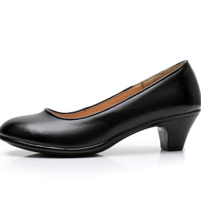 China Wholesale Lightweight Black Cow Anti-skid Work Genuine Leather Professional Women Pump Shoes for sale