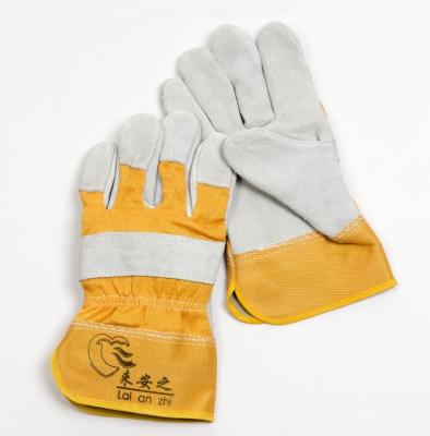 China Design Wear Resistant Professional Light Yellow Cowhide Construction Safety Welding Leather Mitt for sale