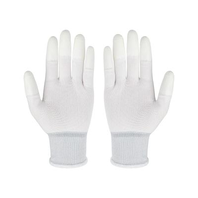 China Wholesale Anti-skid Strong Grip White Nylon PU Coated Palm Factory Labor Safety Work Mitt for sale