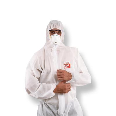 China Lightweight Quadruple Filtration Safety Suit Dustproof Hooded White Nonwoven Suit for sale