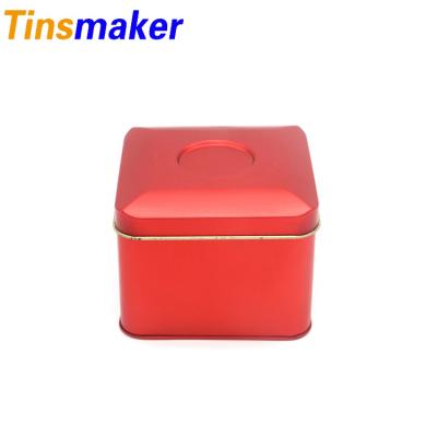 China Latest Eco-friendly And Recyclable Special Red Colorful Chinese Square Tea Packaging Tea Tin Box Online for sale