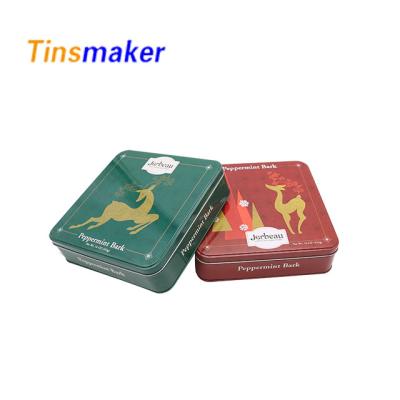 China Custom Recyclable Square Mooncake Box Cake Tins Mooncake Metal Tin Box for sale