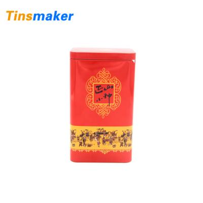 China Christmas Recyclable Red Colorful Packaging Chinese Tea Tin Box Custom Box for sale