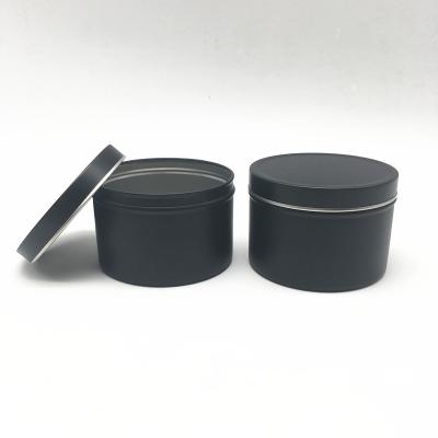 China Gift & Seamless Metal Tin Container With Lids Of Craft Matte Black Empty Round Candle for sale