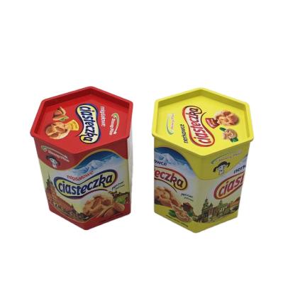 China Eco-friendly and Recyclable Professional Hexagon Cute Cookies Tin Boxes Suppliers Bakery Black Box for Custom Mooncake Box for sale