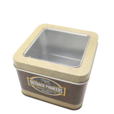 China Recyclable Metal Square Tin Box Watch Gift Tin Box With Top View Clear Window for sale