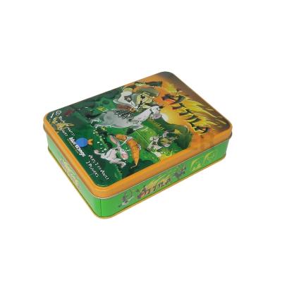 China Chinese Wholesale Eco-Friendly & Recyclable Cute Cartoon Vintage Tin Box Rectangular Cookie Or Custom Moon Cake Food Tin Container Coffee Packing Box for sale