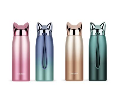 China PORTABLE Cat Ears Stylish Flask Stainless Steel Gradient Double Wall Cute TY Bottle for sale