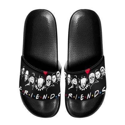 China Fashion Trend Horror Movie Friends Print Slippers for Women Personalized Custom Home Bathroom Slippers Men's Outdoor Beach Sandal Dropshipping for sale