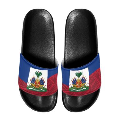 China Fashion Trend Drop Shipping Polynesian Totem Haiti Flag Slippers for Women's Men Print On Demand LOGO Indoor Outdoor Slipper Sandals Wholesale for sale