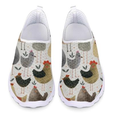 China Fashion Trend Drop Shipping Women's Slip-On Mesh Sneakers Comfort Breathable Outdoor Jogging Shoes Cartoon Chicken Print On Demand Wholesale for sale