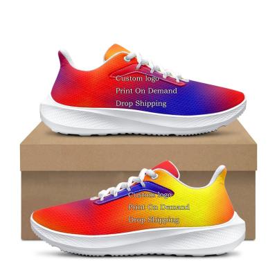 China Printed Print On Demand Women's Shoes Wholesale Custom Lightweight Running Sneakers Men Flat Drop Shipping Casual Sports Shoes Footwear for sale