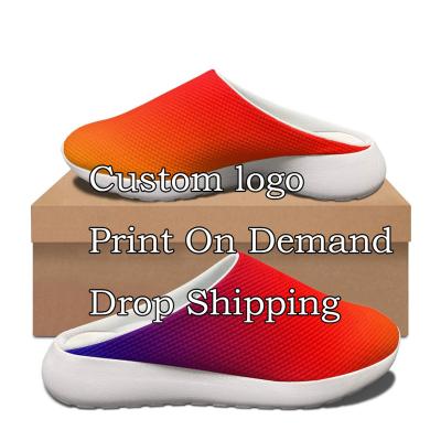 China Fashion Trend Drop Shipping Slip On Shoe Air Mesh Sandals Custom Image DIY Logo Casual Breathable  Beach Slippers Print On Demand Home Slides for sale