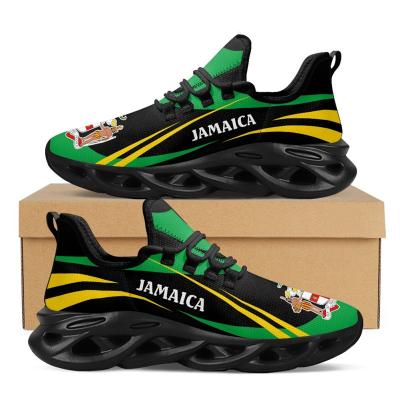 China Printed Jamaican Flag Design Men Women Platform Sneakers Drop Shipping Lace up Mesh Shoes Breathable Flats Shoes Minimum Order Quantity for sale