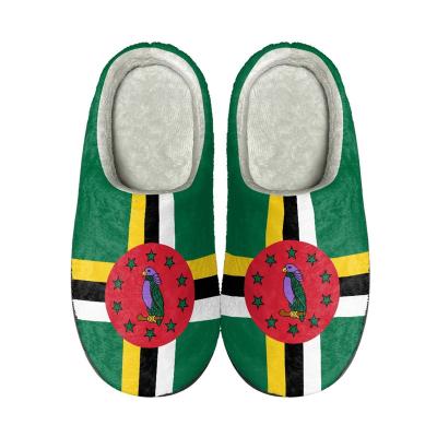 China Fashion Trend Print On Demand Cotton Slippers Dominica Flags Design Comfortable Lightweight Slides Wholesale Sublimation Printing Slip On Gift for sale