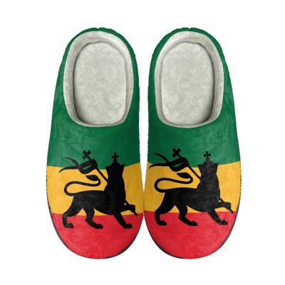 China Fashion Trend Rasta Lion of Judah Cotton Slippers for Winter Wholesale Print On Demand Bedroom Non-slip Slides Lightweight Non-slip Flats New for sale