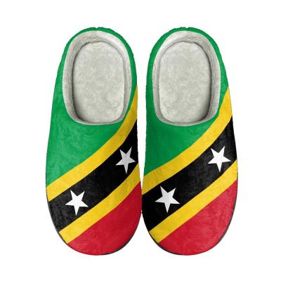 China Fashion Trend Saint Kitt and Nevis Flag Print Slippers Sublimation Printing Warm Home Shoes Drop Shipping Indoor Silence Comfort Floor Slides for sale