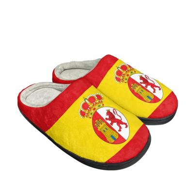 China Fashion Trend Drop Shipping Winter Comfort Warm Cotton Slippers Spanish Flag Designer Casual Flat Shoes Home Slippers Print On Demand Slip on for sale