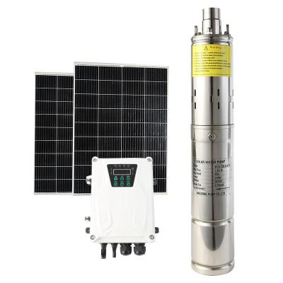 China Agriculture irrigation Stainless Steel Casting DC Screw Deep Well Solar Water Pump With  MPPT Controller for sale