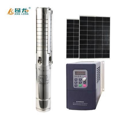 China Irrigation Hybrid AC/DC brushless 4 inch 1.5hp solar borehole deep well water pump for agriculture irrigation for sale