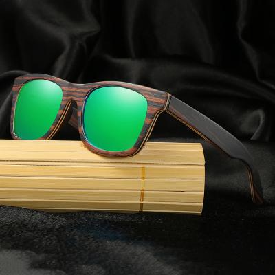 China Fashion New Sunglasses Logo UV400 Mirror Lenses Bamboo Polarized Sun Shading Wooden Sunglasses With Metal Spring Hinge for sale