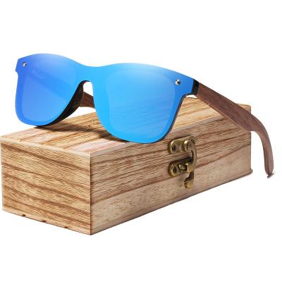 China Wholesale Wood Rimless Sunglasses Bamboo Wood Nature UV400 Mirror Coating Retro Sun Glasses With TAC Polarized Lenses for sale