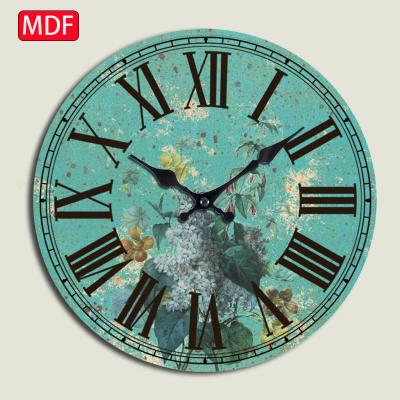 China Retro style antique simple classic creative stylish living room around MDF printing painting wall hanging digital clock for sale