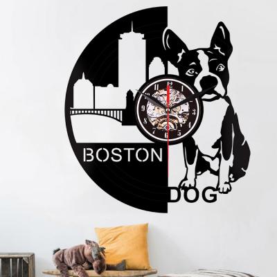 China Antique Style Town Dogs Decorate Vinyl Wall Clocks for sale