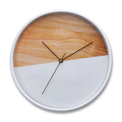 China White Plastic and Cork Wood Stitching Design 12inch Antique Style Wall Clock for Modern Home Decoration for sale