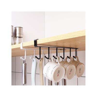 China Art Decor Kitchen Cupboard Shelves Metal Kitchen 6 Shelf Hook Cup Holder Hang Kitchen Shelf Storage Rack for sale