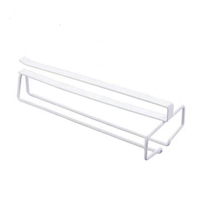 China Metal Single Row Rectangle Storage Rack Workable Under Cabinet Wine Goblet Mug Hanger for sale