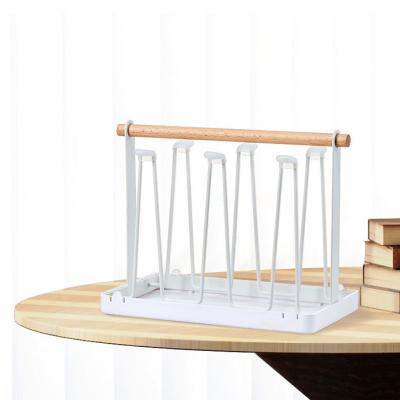 China Bestselling Storage Drain Wood Shelf Kitchen Rack Viable Amazon Cup Hanging Cup Holder With Storage Racks for sale