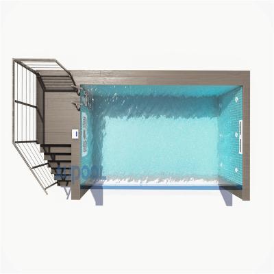 China Easy Install AUPOOL Swimming Pool 2000L Long Side Transparent Acrylic Pool Series Standard Stereo Transparent Countercurrent Trainer for sale