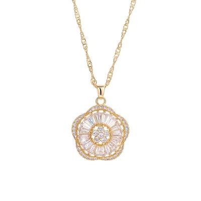 China Vintage New Arrivals Custom Gold Women Statement Pendant Platinum Alloy Set Fashionable Zircon Jewelry Necklace for sale