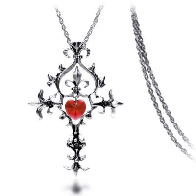 China Charm Environmental Friendly Wholesale Fashion Heart Pendant Necklace Cross Silver Plated Tasty Statement Jewelry Women Choker Accessory Necklace F for sale