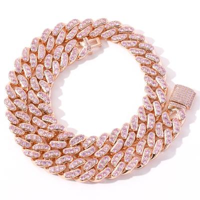 China Fashion Environmental Friendly Jewelry Sets Full Diamond Cuban Link Chain Choker Necklace For Men for sale