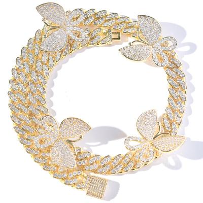 China Hot Sale Environmentally Friendly Cuban Link Fashion Jewelry Butterfly Choker Men Chain Necklace for sale