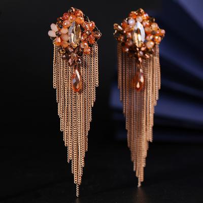 China Long 925 Sterling Silver Crystal Women Bohemian Fashion Beaded Tassel Earring Custom Made Environmental Friendly For Women for sale