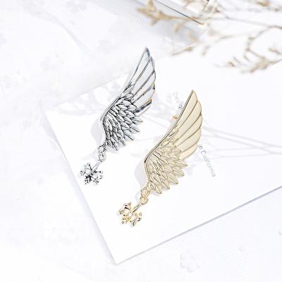 China New ALLOY Fashion Half Angel Wings 18K Gold Plated Silver Atmosphere Design Brooch Pin for sale