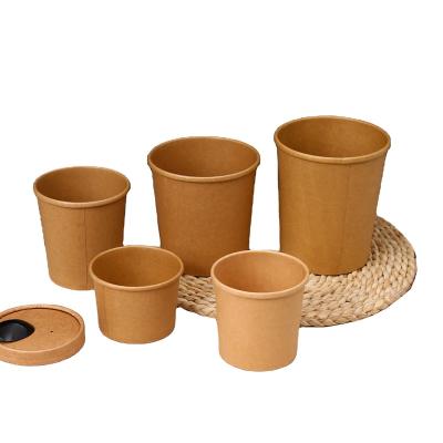 China Recycled Materials Food Grade Kraft Paper Bowl Biodegradable Food Container With Lid For Food Take Out Bento Soup Container for sale