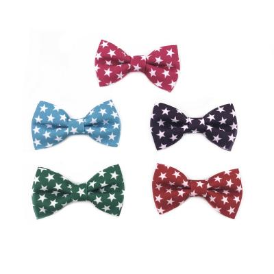 China Lovely Polyester Custom Pet Bowties Padded Star Printing Dog Bow Tie For Collar Accessories for sale