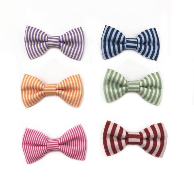 China Padded Printing Pattern Dog Collar Bowknot Luxury Polyester Pet Bowties Dog Bow Tie With Stripe Designs for sale