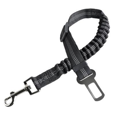 China Multi-Colors Designer Dog Belt Stretchable Adjustable Pet Safety Car Reflective Harness Elastic Dog Seat Belt for sale