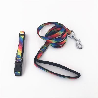 China New Luxury Custom Handmade Personalized Iridescent Pattern Dog Collar Leash Set With High Quality Pet Accessories for sale