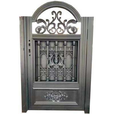 China Automatic Sliding Bi-Fold Iron Glass Door with Main Iron Gate Designs for sale