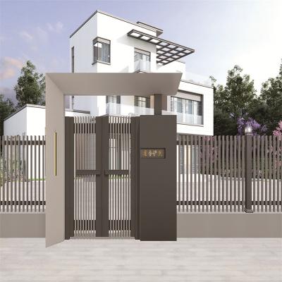 China Powdercoated Main Wrought Iron Aluminium Fence Gate Handcrafted For Outdoor Villa for sale