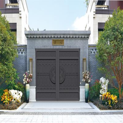 China Residential Slatted Main Aluminum Fence Gate Double Door House Swing Open for sale